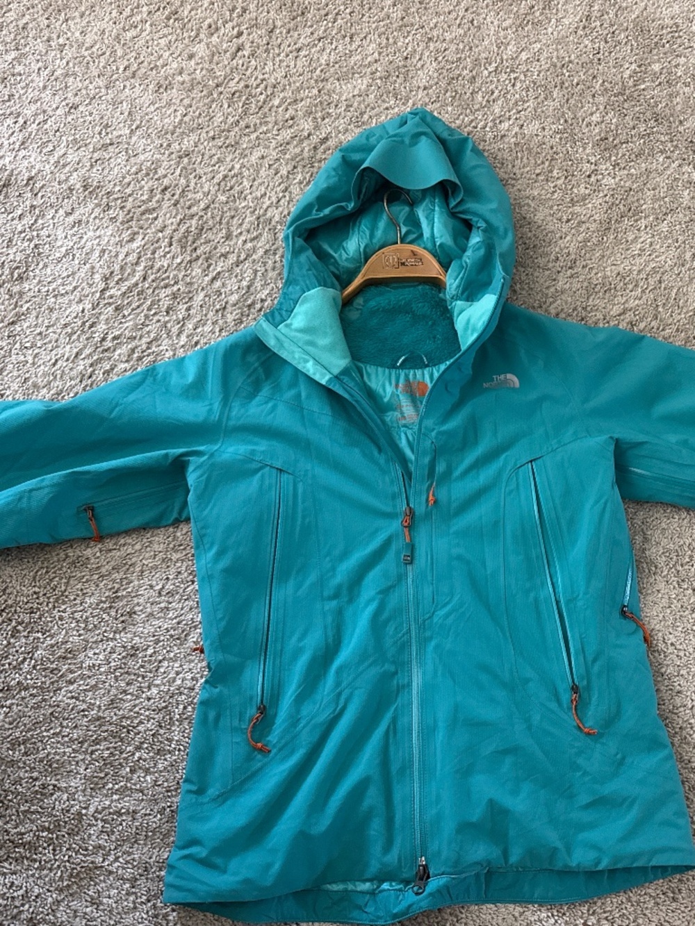 The North Face Turquoise Hooded Waterproof Jacket